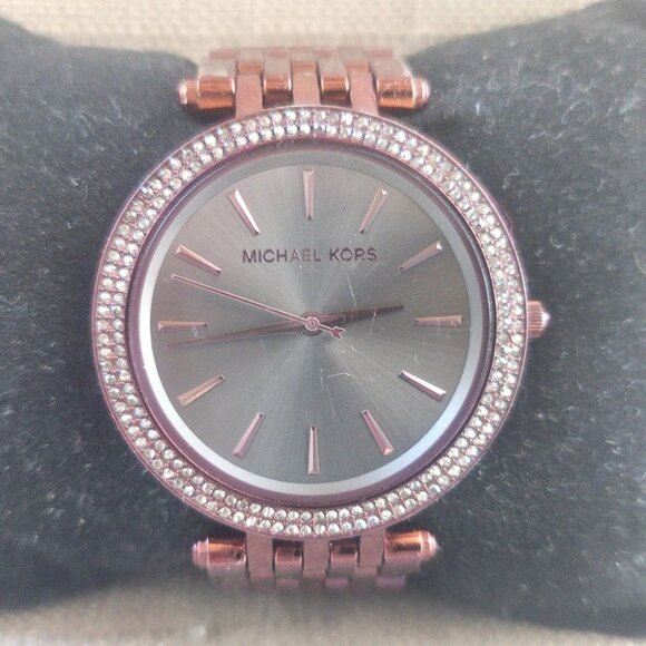 Michael Kors Women Wristwatch Burgundy Tone MK3554 Quartz Watch Crystal Accent - Picture 3 of 11